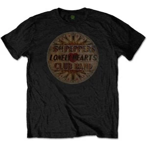 Image of The Beatles - Vintage Drum Head Unisex Large T-Shirt - Black