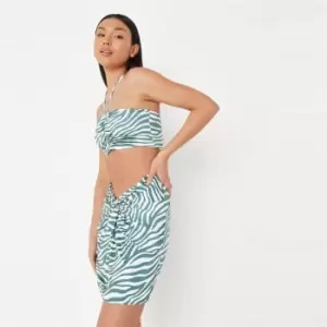 image of Missguided Knot Front Mini Skirt Tiger - Green