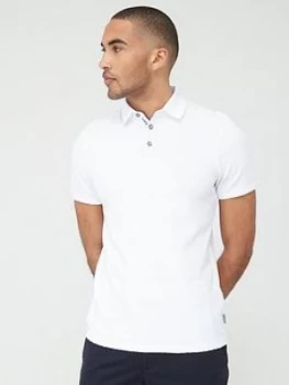 Image of Ted Baker Infuse Textured Polo Shirt - White, Size 4, Men