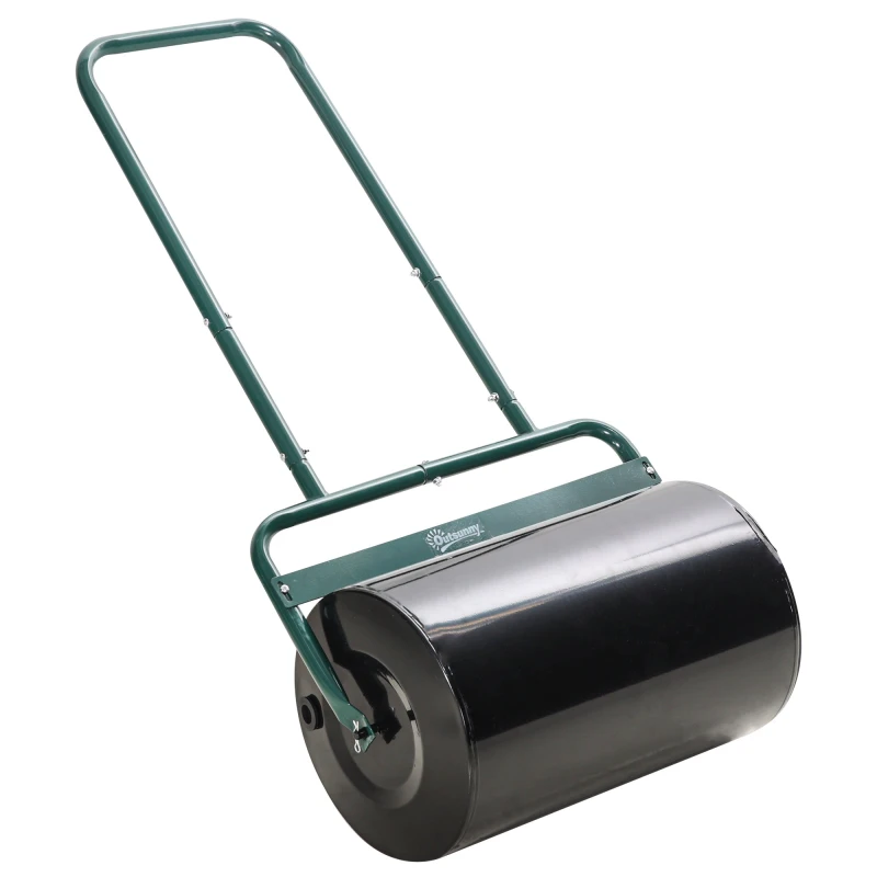 Image of Outsunny Combination Push/Tow Lawn Roller Filled with 38L Sand or Water Garden Dark Green