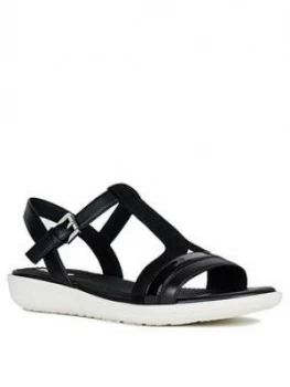Image of Geox D Jearl Flat Sandal, Black, Size 40, Women