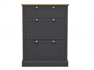 Image of LPD Devon Charcoal 3 Door Shoe Cabinet Flat Packed