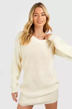 Image of Fisherman V Neck Jumper Dress