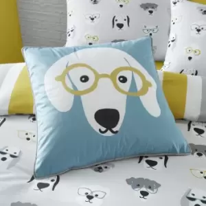 Image of Catherine Lansfield Cool Dogs Blue and Yellow Cushion Blue/Yellow/Black
