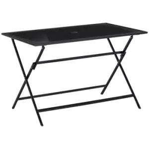 Image of Outsunny Folding Rectangular Garden Dining Table For 6 With Parasol Hole - Black