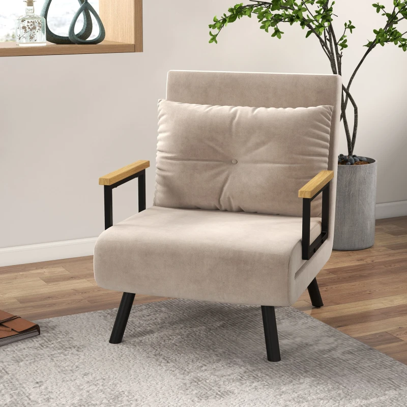 Image of HOMCOM Click Clack 2 Seater Sofa Bed Settee For Living Room, Guest Room, Beige, White 839-835V70BG