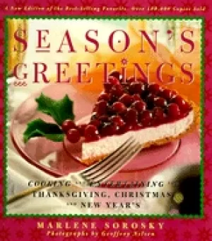Image of seasons greetings cooking and entertaining for thanksgiving christmas and n