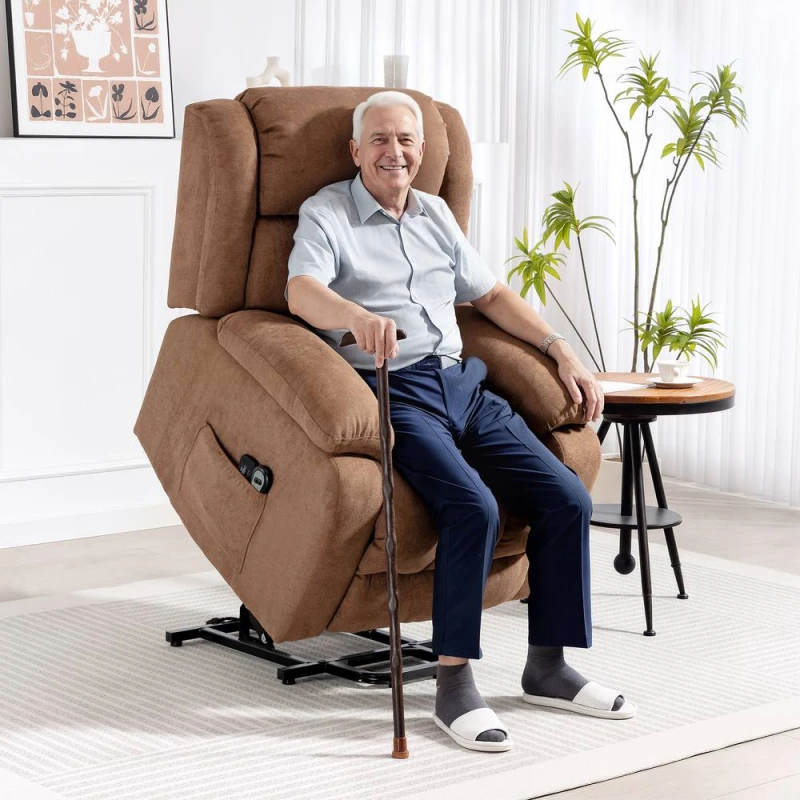 Image of HOMCOM Power Lift Recliner Chair, Lift Chair w/ Massage & Remote in Brown Size: Armchair Brown Unisex Armchair