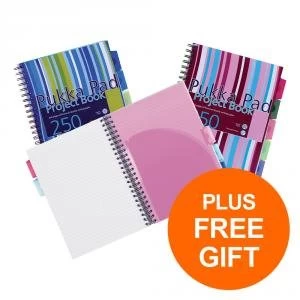 image of Pukka Pad Project Book Wirebound 5 Divider 250pp A4 Assorted