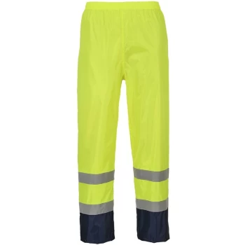 Image of H444YNRL - sz L Hi-Vis Classic Contrast Rain Trouser - Yellow/Navy - Portwest