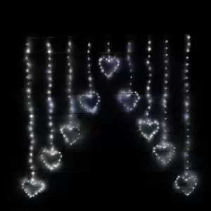 image of 1.2m Premier Christmas Static Heart LED Silver Pin Wire V Curtain Lights in White