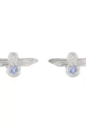 Image of Ladies Olivia Burton Sterling Silver Tanzanite Bejewelled Bee Stud Earrings OBJ16AME28