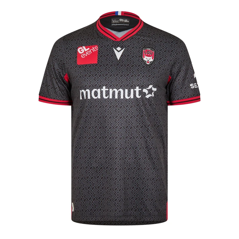 Image of Macron LOU Rugby Home Shirt 2024 2025 Adults Black male Small