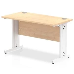 Image of Trexus Desk Rectangle Cable Managed White Leg 1200x600mm Maple Ref
