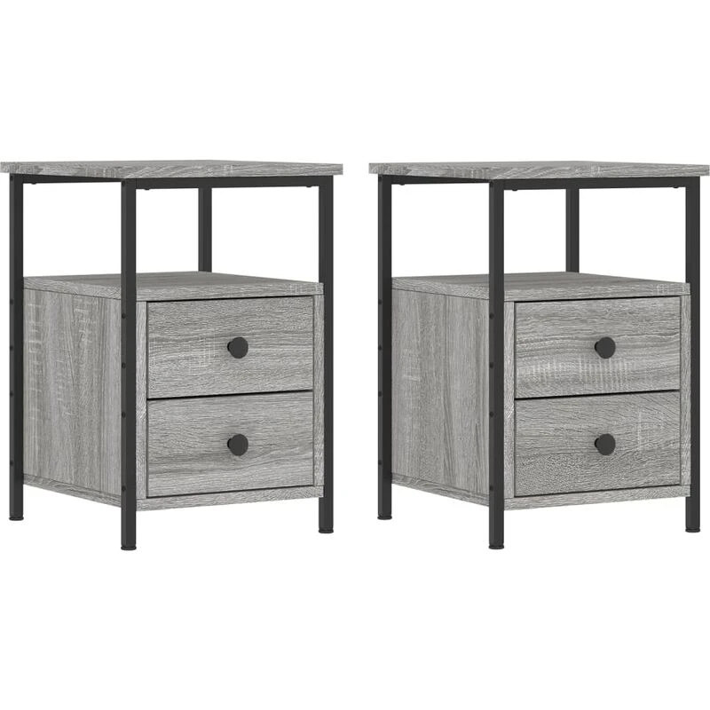 Image of VIDAXL Bedside Cabinets 2 pcs Grey Sonoma 34x35.5x50cm Engineered Wood Vidaxl 8720845939793