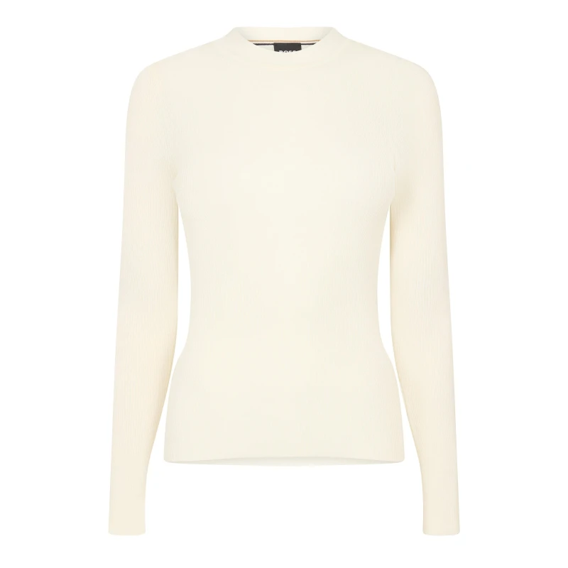 Image of Boss Womens Feskiera Long Sleeve T-Shirt Open White female 6 (XS)