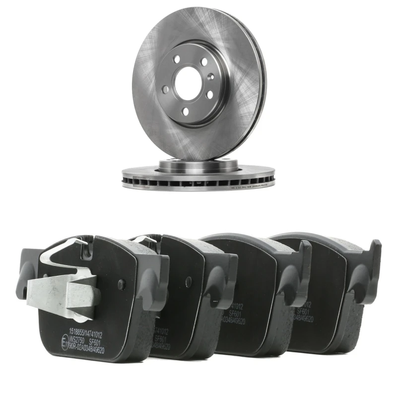 Image of RIDEX 3405B2076 Brake disc and pads set Front Axle, Brake Disc Type: internally vented, prepared for wear warning indicator Brake Set,disc brakes (34