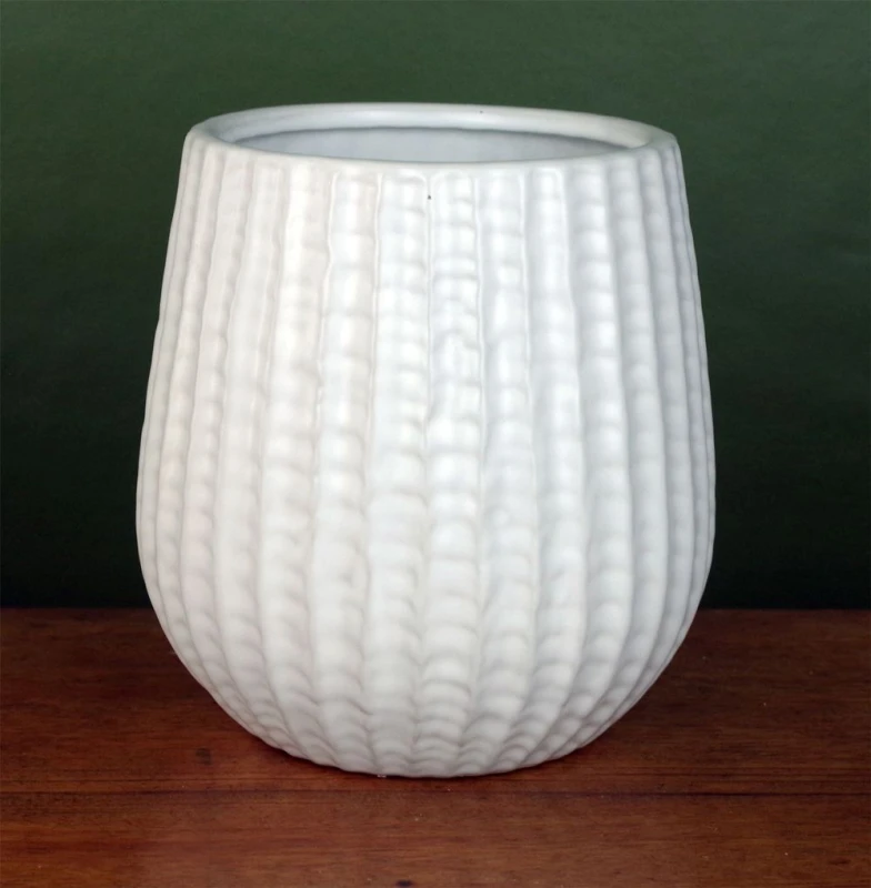 Image of Leaf White Ceramic Planter Plant Pot Botanik White