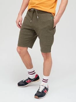 image of Superdry Vintage Logo Jersey Short - Olive, Olive Size M Men