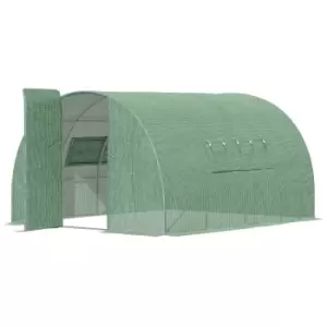 Image of Outsunny 4 x 3 x 2m Walk-In Greenhouse Reinforced Polytunnel Greenhouse with Metal Hinged Door, Steel Frame and Mesh Windows, Green