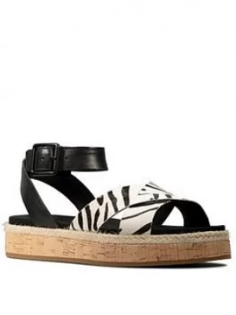 Clarks Botanic Poppy Leather Chunky Flat Sandal - Animal Print, Animal Print, Size 4, Women