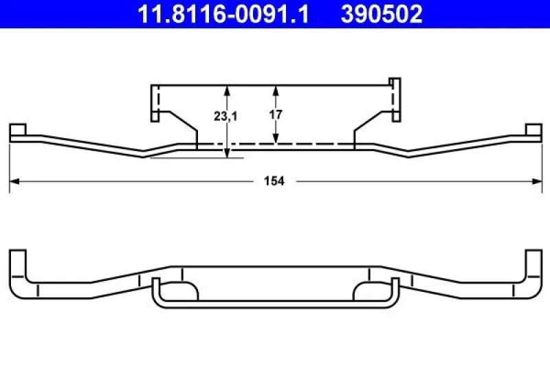 Image of ATE 11.8116-0091.1 Spring, brake caliper Spring,brake caliper (2296)