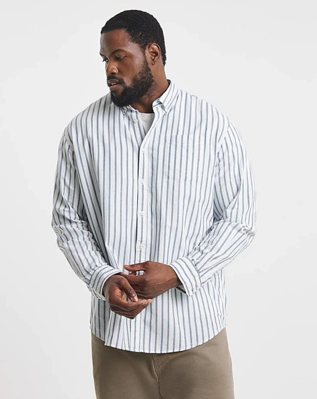Image of jack & jones Jack & Jones Oxford Stripe Shirt Blue/White - JACK & JONES - Size: L(47) Blue/White Male L(47) JA33801