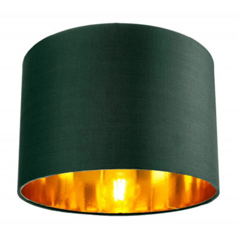 Image of Happy Homewares Contemporary Green Cotton 10 Table/pendant Lamp Shade With Shiny Copper Inner