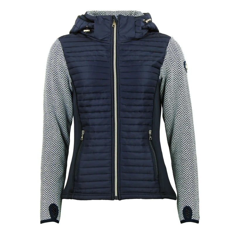 Image of Womens zip-up hooded jacket in three materials Peak Mountain Bleu Female 2XL