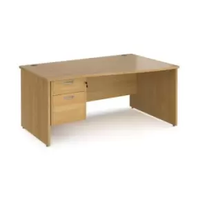 image of Office Desk Right Hand Wave Desk 1600mm With Pedestal Oak Top And Panel End Leg Maestro 25 MP16WRP2O