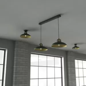 Felix Green Double Pendant Lamp 2XE27 The Hand Made High Quality Fittings 29CM Shades Rugged Industrial Look