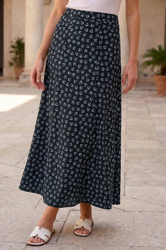 Image of Roman Womens Floral Paisley Print Skirt in Blue Size: 10 Blue Female 10