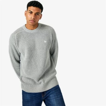 image of Jack Wills Ribbed Knitted Jumper - Grey Marl