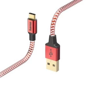 Image of Hama Reflective Charging/Data cable USB Type-C - USB-A 1.5m red