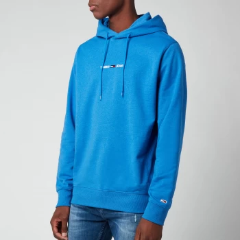 image of Tommy Jeans Mens Straight Logo Hoodie - Liberty Blue Heather - L