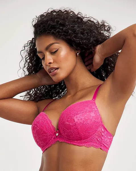 Image of Boux Avenue Boux Avenue Mollie Lace Plunge Bra Pink HOT Pink Female 32D LO01010