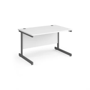 Image of Office Desk 1200mm Rectangular Desk With Cantilever Leg White Tops With Graphite Frames Contract 25