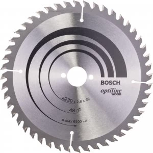 image of Bosch Optiline Wood Cutting Saw Blade 230mm 48T 30mm