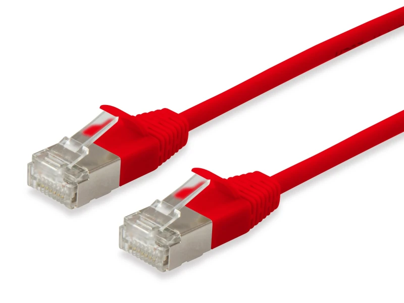 Image of Equip Cat.6A F/FTP Slim Patch Cable. 0.15m. Red