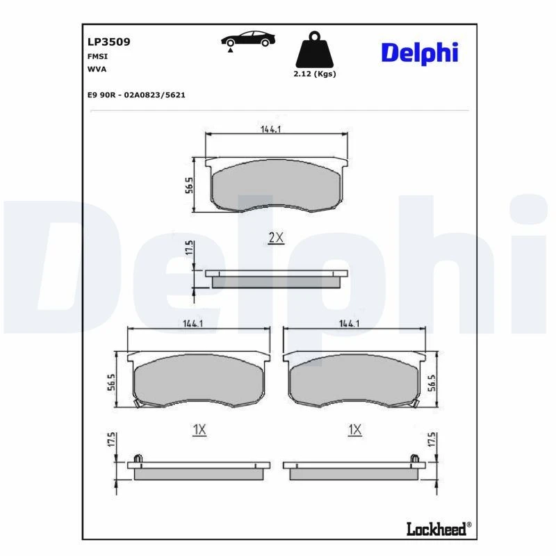 Image of DELPHI Brake pad set DELPHI LP3509