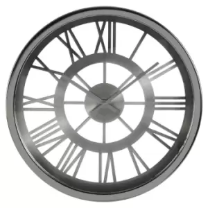 image of Premier Housewares Bailie 35cm Dia Wall Clock - Chrome