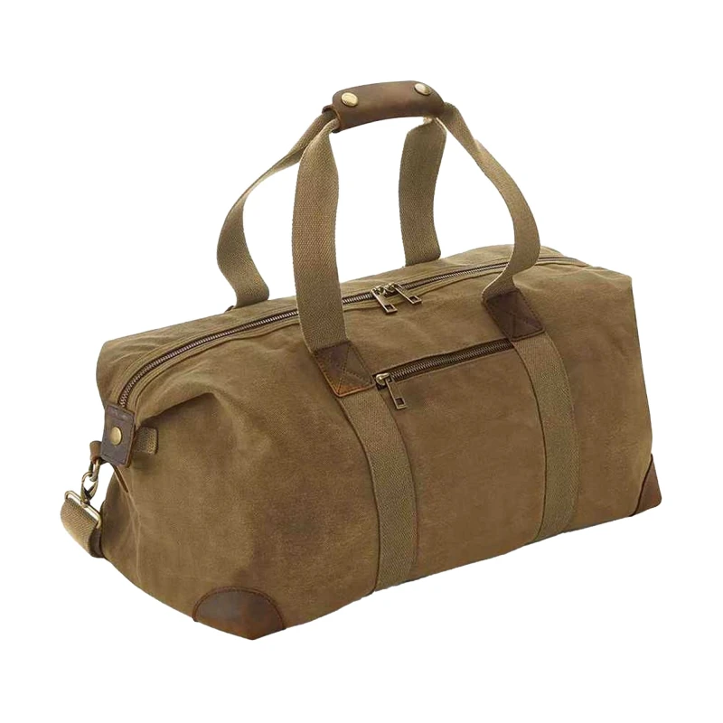 Image of Quadra Mens Heritage Leather Handled Holdall in Light Brown Light Brown Male