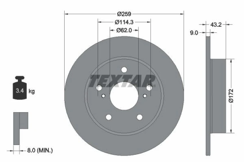 Image of Brake disc TEXTAR 92308303