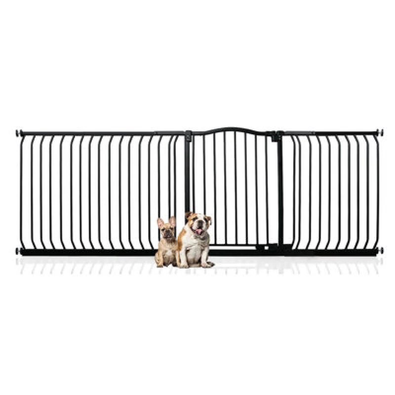Image of Bettacare Curved Top Dog Gate, 225Cm - 234Cm, Matt Black, Pressure Fit Pet Gate For Dog And Puppy, Pet And Dog Barrier