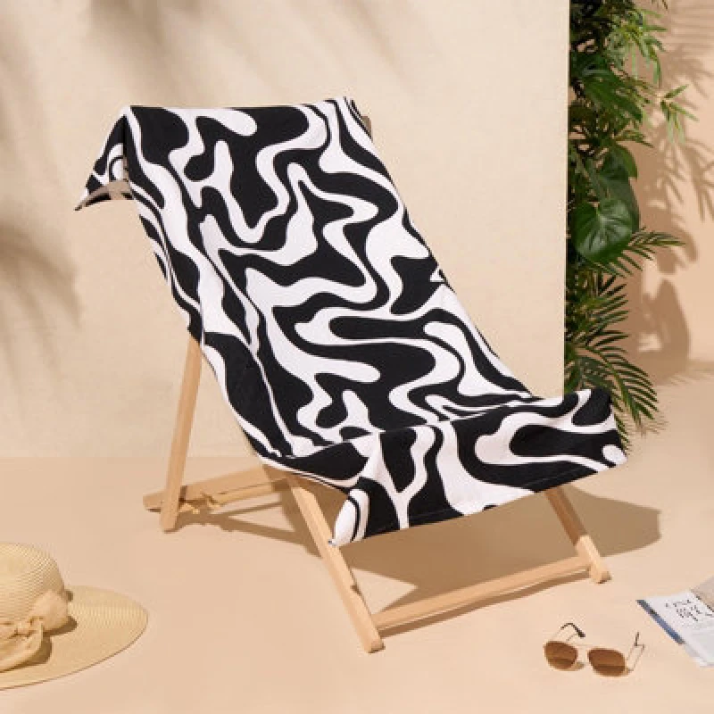 Image of OHS OHS Swirl Large Towel Bath Quick Dry Summer Travel Microfibre Absorbent in Black Size: Bath Towel Black Bath Towel Unisex 5027434181100