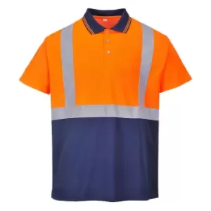 image of Portwest Mens Two Tone Class 1 Hi Vis Polo Shirt Orange / Navy L