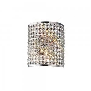 Image of Rectangle Wall Lamp 2 Light Polished Chrome, Crystal