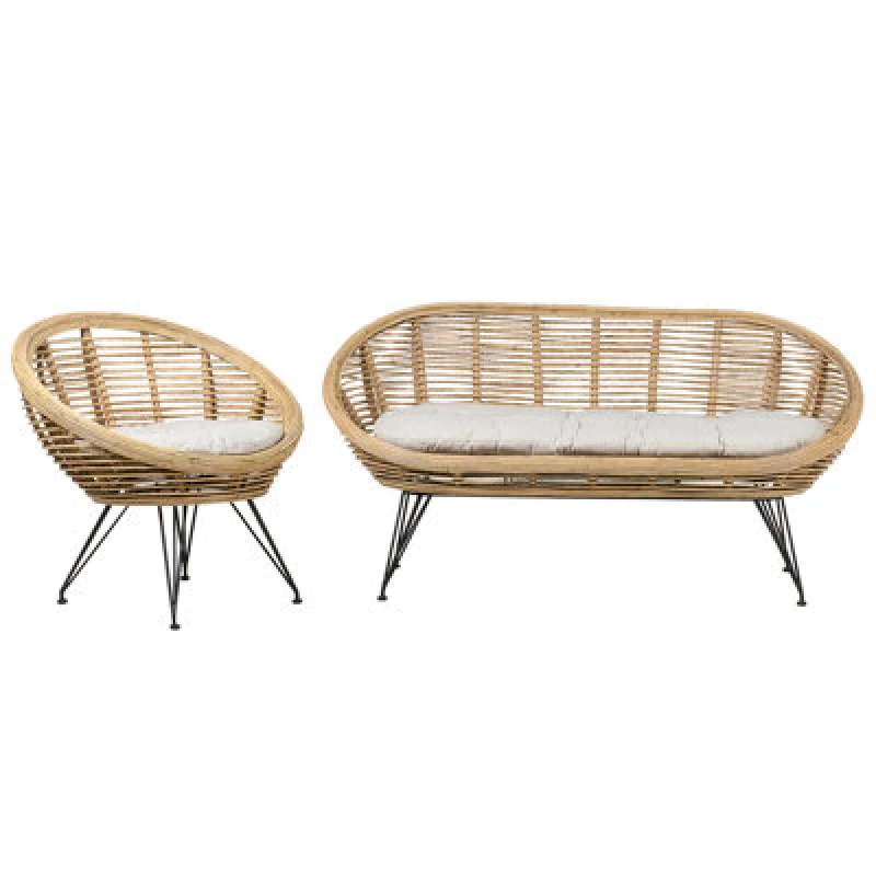 Image of Beliani Garden Sofa Set 3 Seater Maratea Rattan Natural
