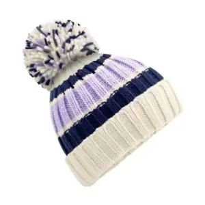 Image of Beechfield Hygge Striped Beanie (One Size) (Black Cherry)