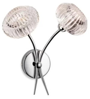 image of Lisbon 2 Light Indoor Wall Light Chrome, Clear Decorative Glass, G9